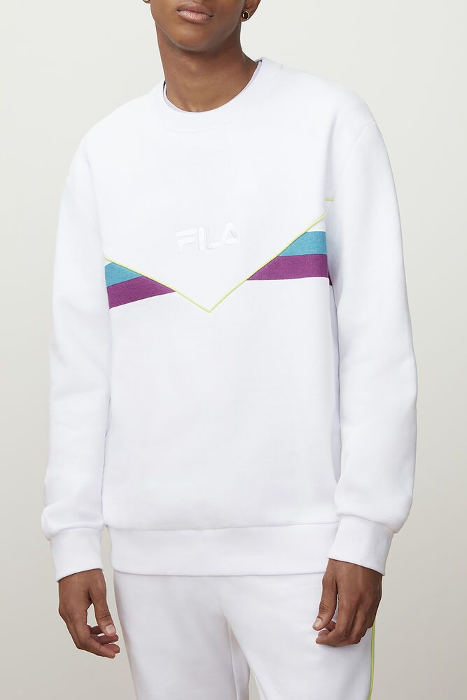 Fila Sweatshirt Leroy Mens White - India AQL-186059